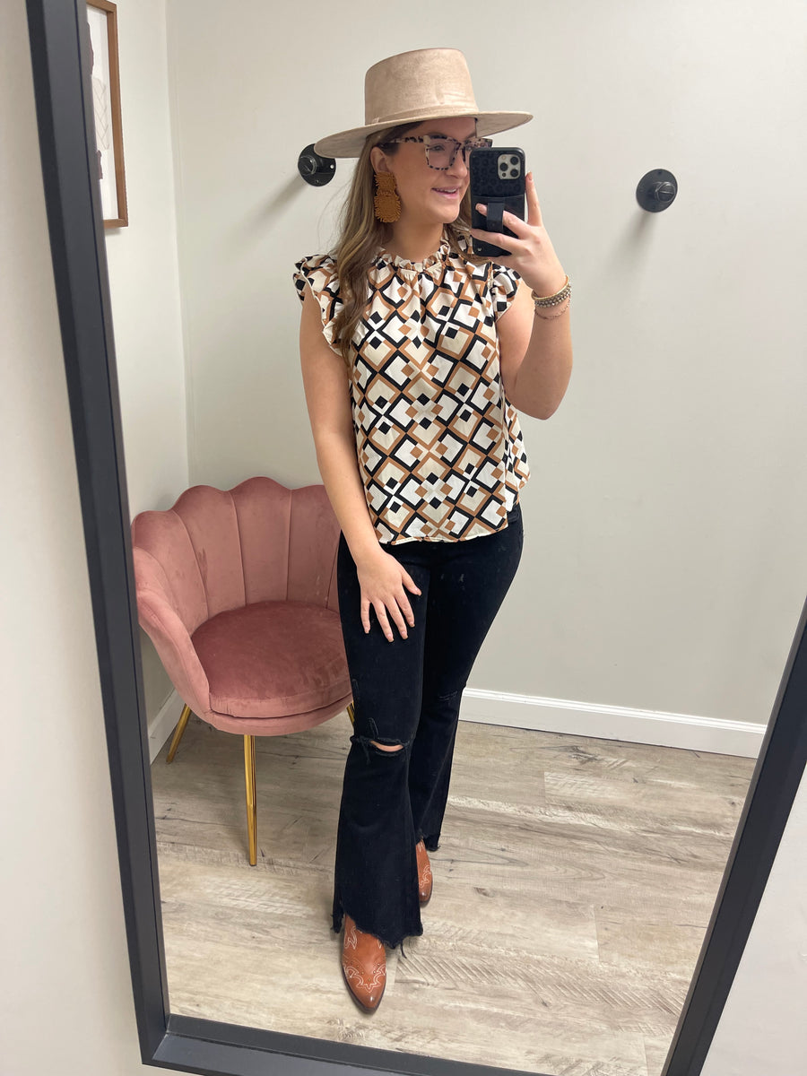 Gracie Ruffle Sleeve Top Daisies & Denim Boutique