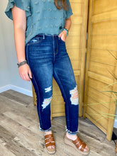 Load image into Gallery viewer, High Waisted Distressed Straight Denim