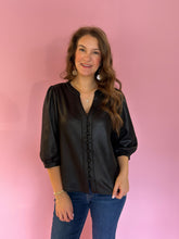Load image into Gallery viewer, Valerie Black Faux Leather Top