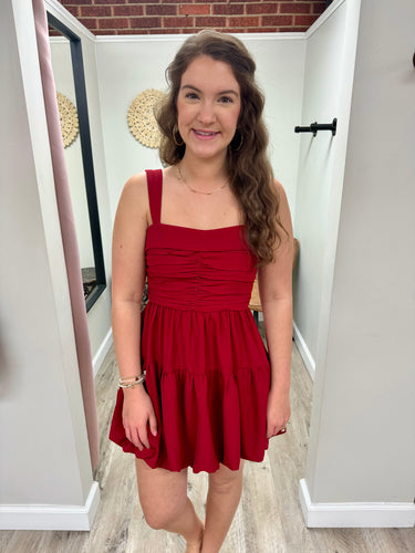 Maisie Red Ruched Dress