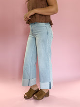 Load image into Gallery viewer, Stripe High Rise Cropped Cuff Wide Leg