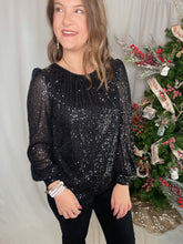 Load image into Gallery viewer, Mia Sequins Black Blouse