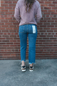 Mid Rise Crop Straight Denim