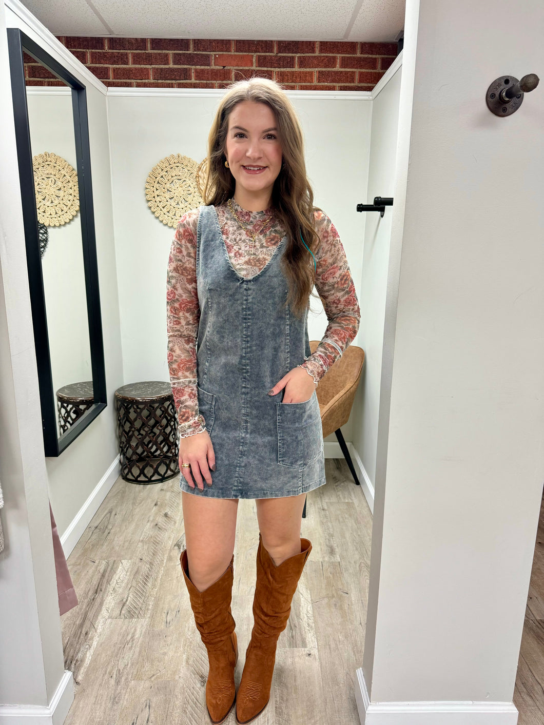 Mia Corduroy Overall Dress