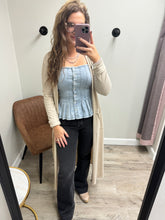 Load image into Gallery viewer, Lucy Pleated Peplum Denim Top