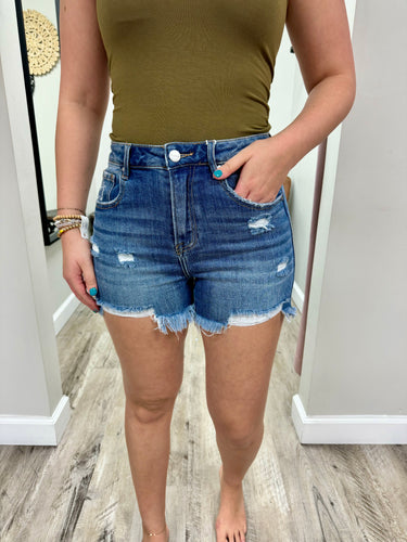 High Rise Side Slit Step Hem
