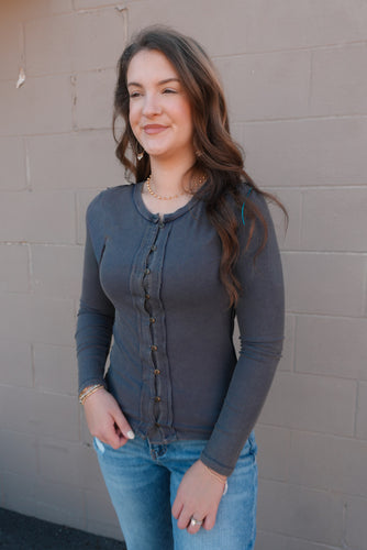 Hailey Ribbed Button Down Top