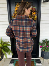 Load image into Gallery viewer, Leslie Brown/Navy Plaid Top