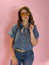 Load image into Gallery viewer, Makenna Denim Puff Sleeve Top