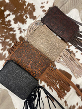 Load image into Gallery viewer, Tooled Fringe Crossbody/Wristlet