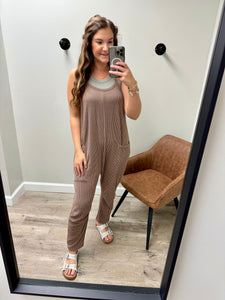 Logan Mocha Ribbed Jumpsuit