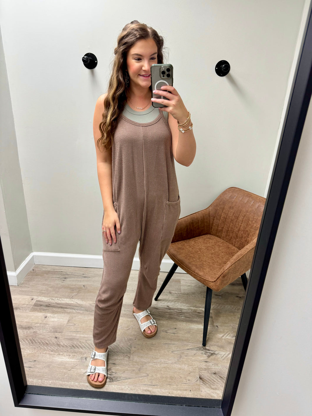Logan Mocha Ribbed Jumpsuit