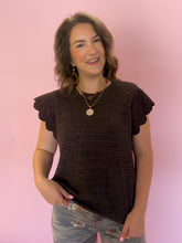 Load image into Gallery viewer, Amelia Brown Ruffle Knit Top