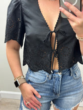 Load image into Gallery viewer, Kay Black Eyelet Top