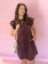 Load image into Gallery viewer, Blaire Wine Button Down Dress