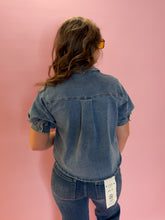 Load image into Gallery viewer, Makenna Denim Puff Sleeve Top
