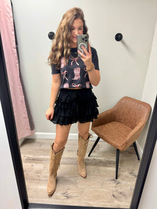 Avery Black Lace Skort