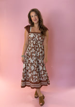Load image into Gallery viewer, Reagan Rust Floral Midi Dress