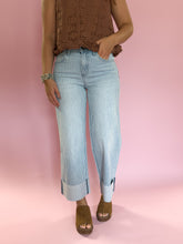 Load image into Gallery viewer, Stripe High Rise Cropped Cuff Wide Leg