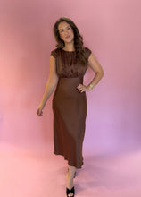 Load image into Gallery viewer, June Chocolate Satin Midi Dress