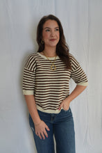 Load image into Gallery viewer, Nola Button Up Brown Striped Top