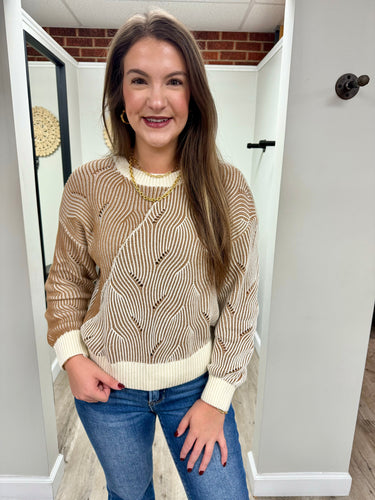 Rylee Mocha Two Tone Sweater