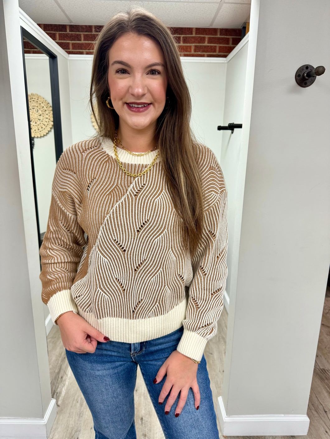 Rylee Mocha Two Tone Sweater