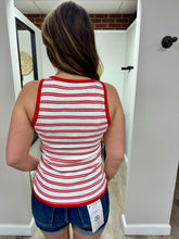 Load image into Gallery viewer, Brielle Red Ivory Stripe Top