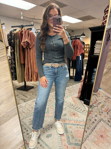 Hailey Ribbed Button Down Top