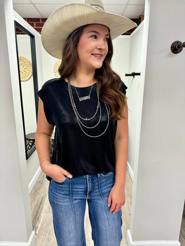 Camilia Black Shimmer Top