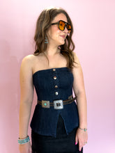 Load image into Gallery viewer, Lacey Denim Strapless Top