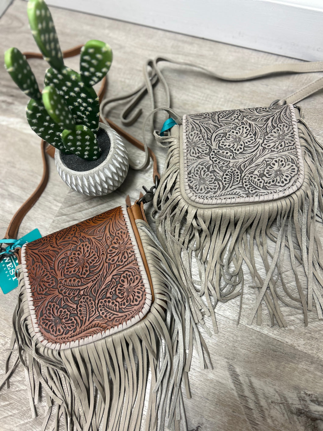 Tooled Flap Fringe Crossbody