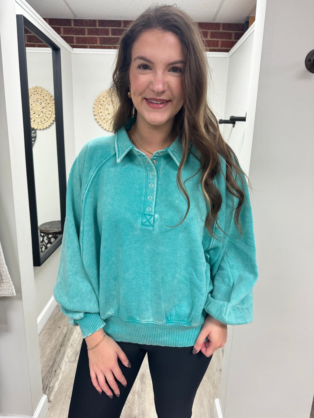Kierra Mineral Wash Button Pullover