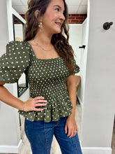 Load image into Gallery viewer, Olivia Puff Polka Dot Top