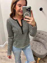 Load image into Gallery viewer, Chaney Stripe Henley Top