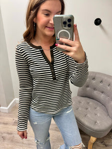 Chaney Stripe Henley Top