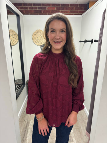 Sophia Burgundy Textured Top