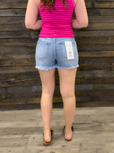 Load image into Gallery viewer, High Rise Distressed Washed Step Side Hem Shorts