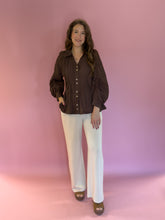 Load image into Gallery viewer, Sophia Brown Button Front Top