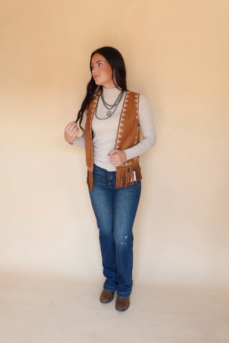 Nicki Embroidered Fringe Suede Vest