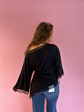 Load image into Gallery viewer, Maggie Black Lace Bell Sleeve Top