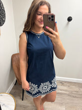 Load image into Gallery viewer, Bella Navy Eyelet Dress
