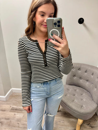 Chaney Stripe Henley Top