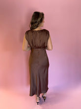 Load image into Gallery viewer, June Chocolate Satin Midi Dress