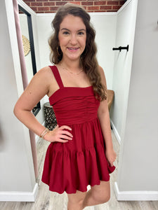 Maisie Red Ruched Dress