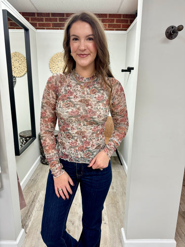 Nora Floral Mesh Long Sleeve