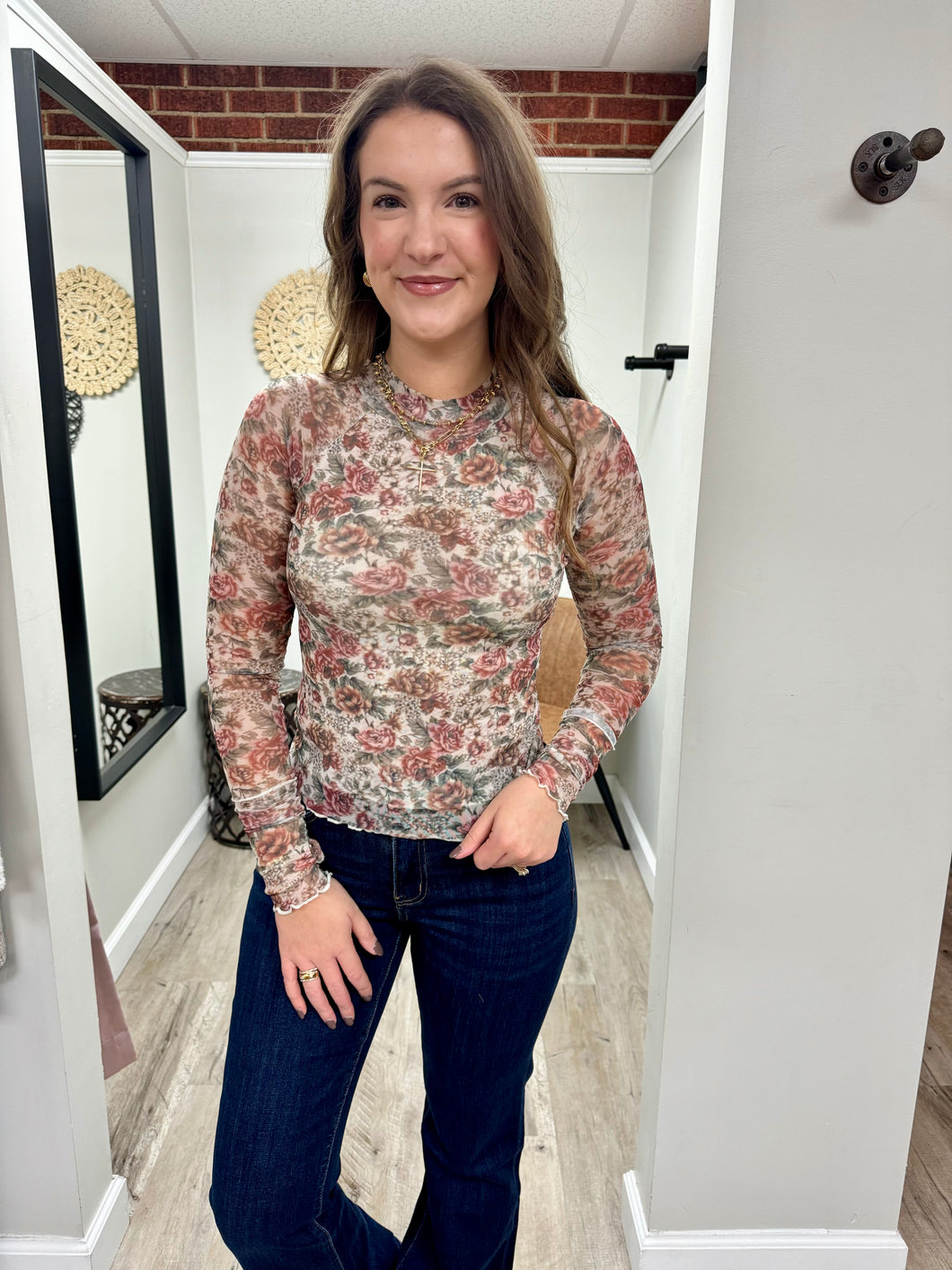 Nora Floral Mesh Long Sleeve