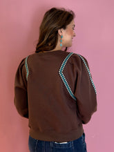 Load image into Gallery viewer, Logan Brown Aztec Trim Top