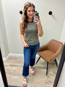Danielle Charcoal Stripe Tank