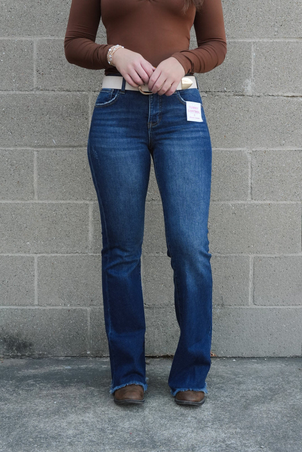 Mid Rise Tummy Control Flare Jeans